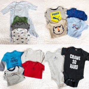 NB to 6M - Lot of 14 infant boy onesies, bodysuits